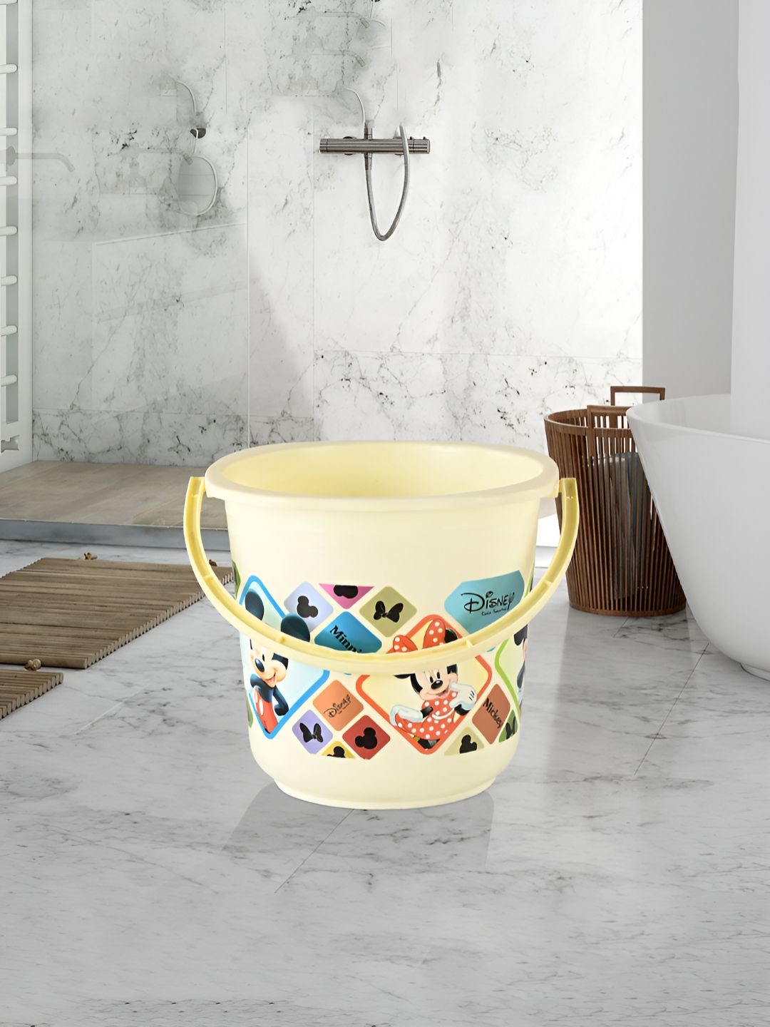 Kuber Industries Cream-Coloured & Blue 4 piece Abstract Plastic Bath Accessories Set