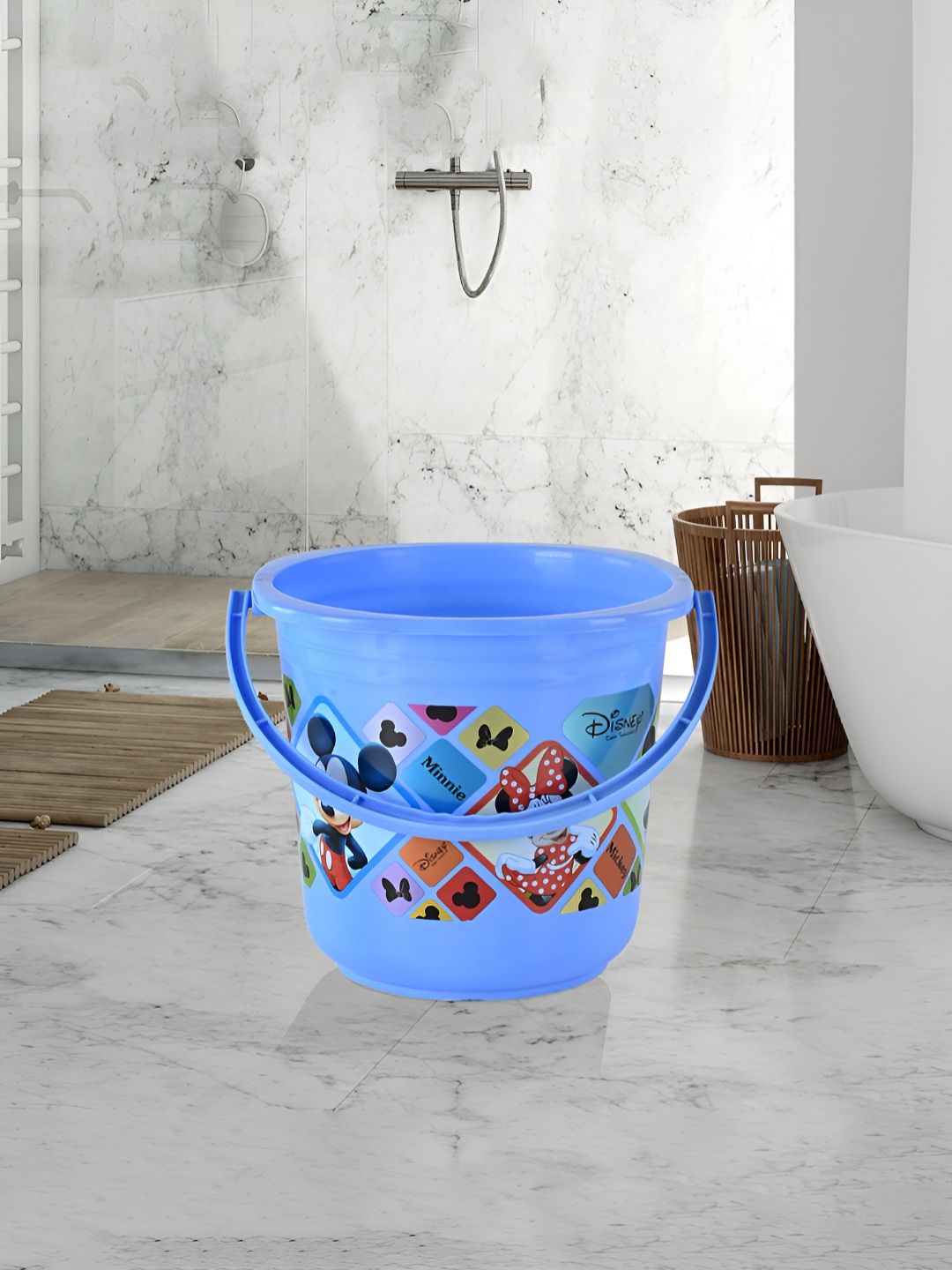 Kuber Industries White & Blue 3 piece Abstract Plastic Bath Accessories Set