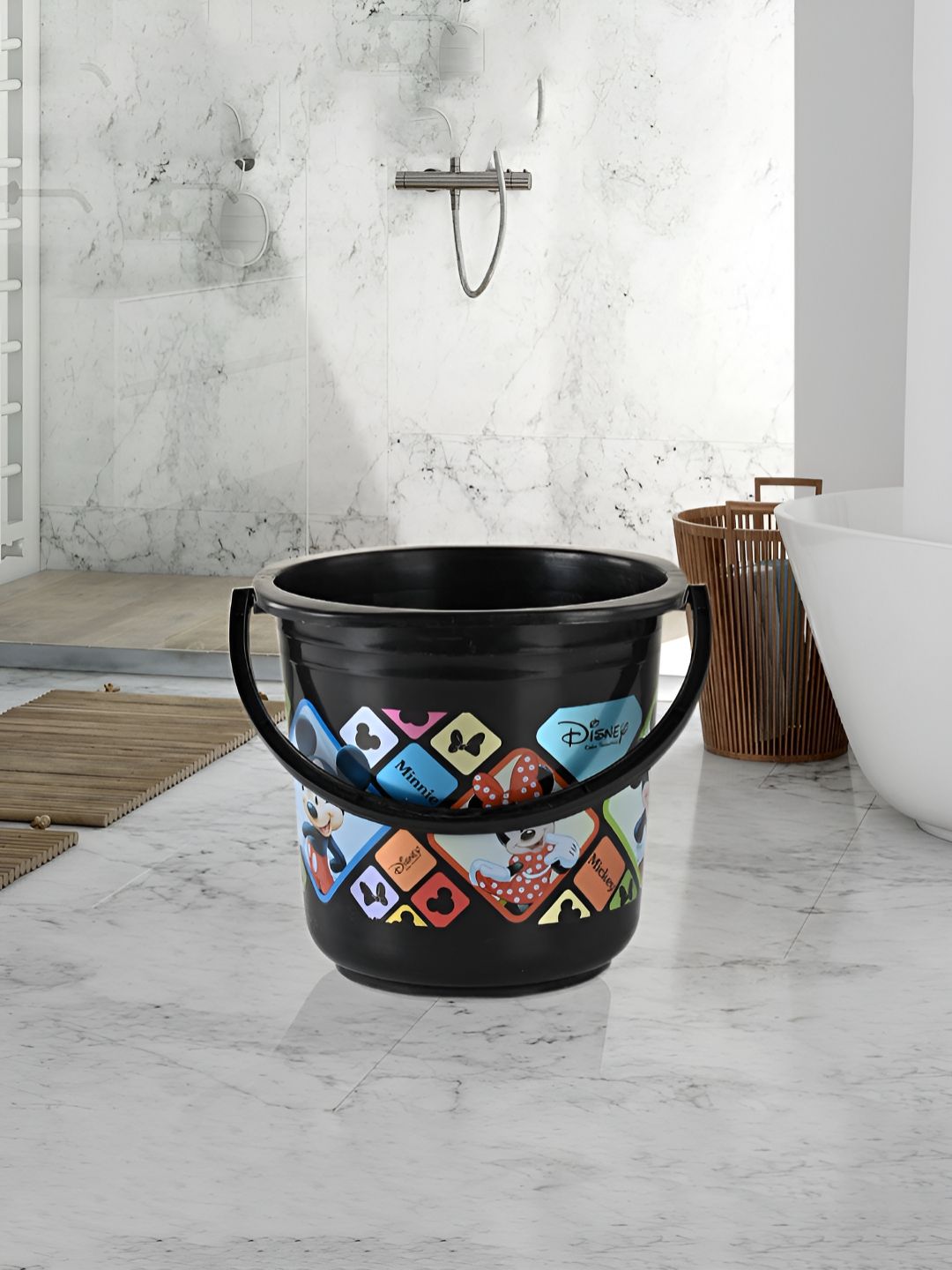 Kuber Industries Black & Blue 3 piece Abstract Plastic Bath Accessories Set