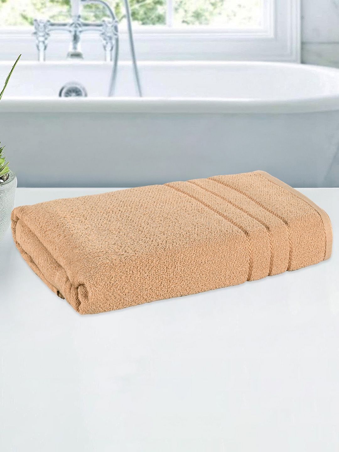 Kuber Industries Brown Striped Cotton 144 GSM Bath Towel