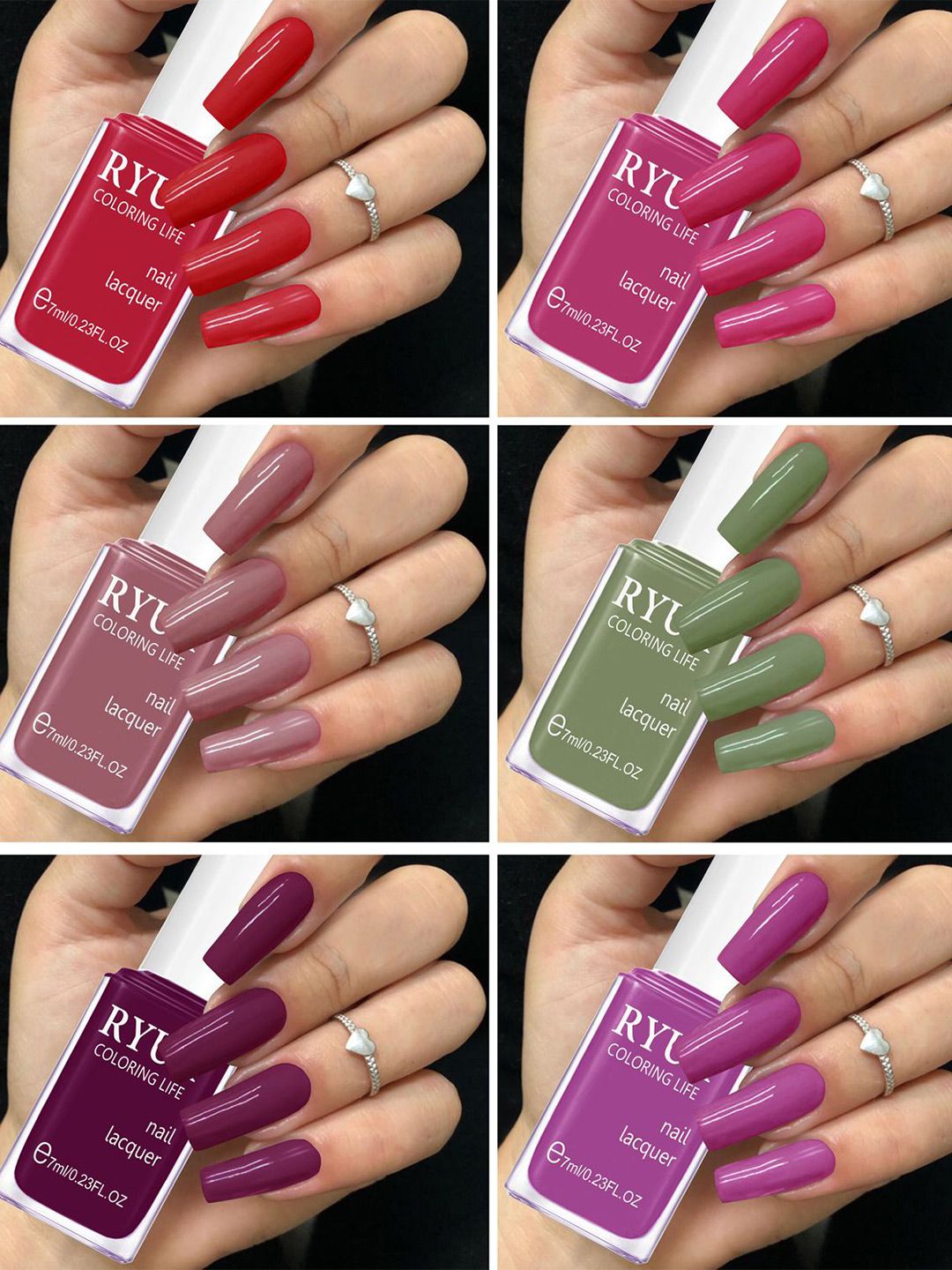 Buy RYUK Coloring Life Set Of 6 Nail Lacquer - 7ml Each - 604