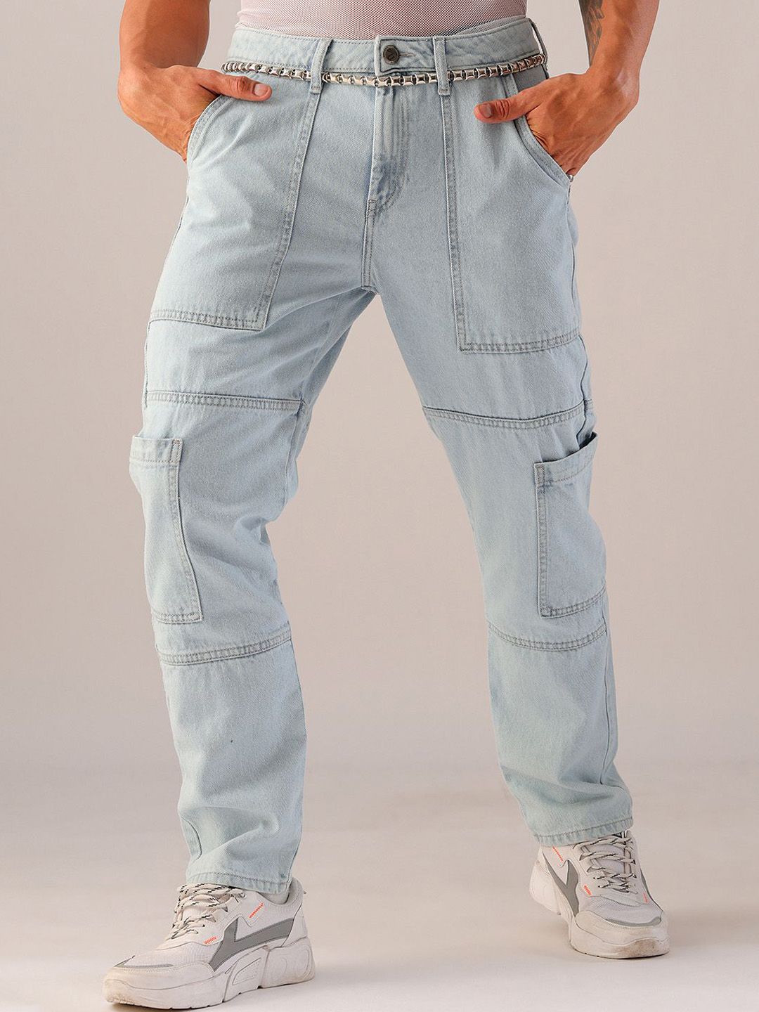 The Indian Garage Co. Men Mid Rise Heavy Fade Clean Look Dad Fit Jeans