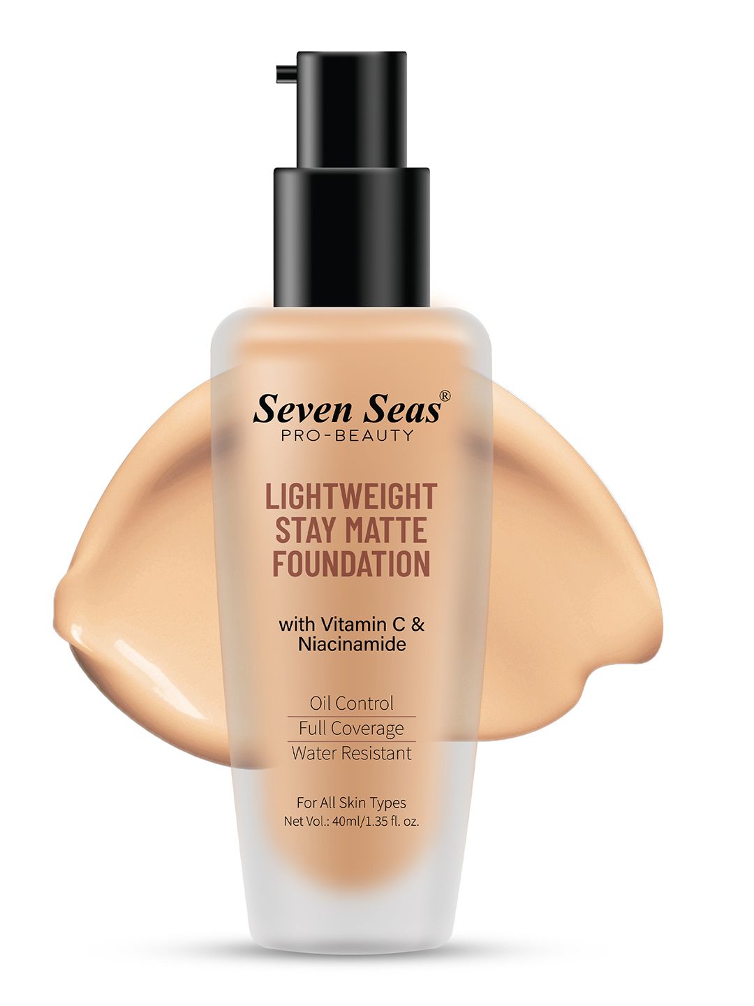 Seven Seas Full Coverage Stay Matte Foundation  With Vitamin C- 40ml - Natural 03