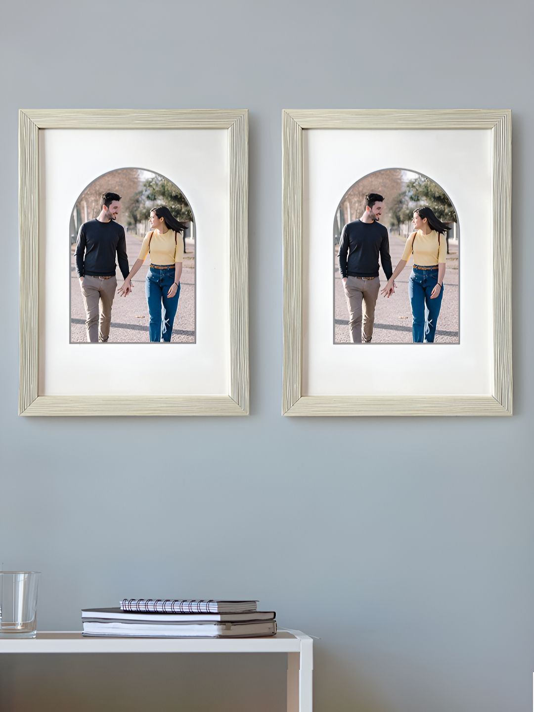 Art Street Art Street White 2 Pieces Striped Wooden Wall Photo Frames