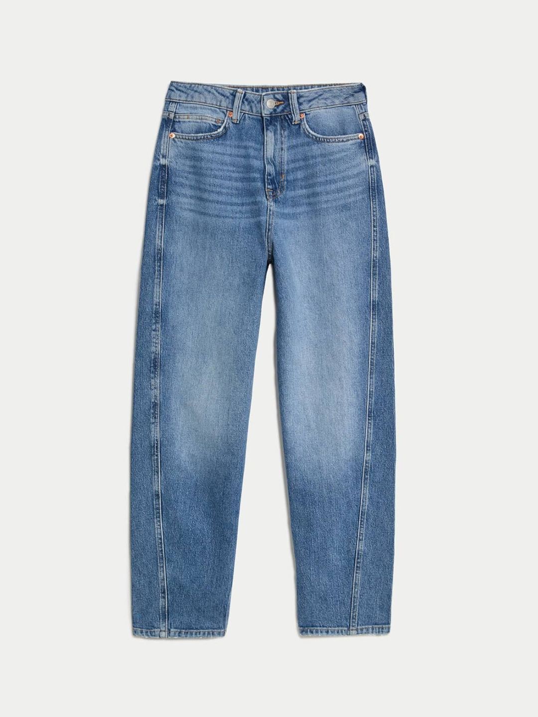 High Waisted Carrot Leg Ankle Grazer Jeans