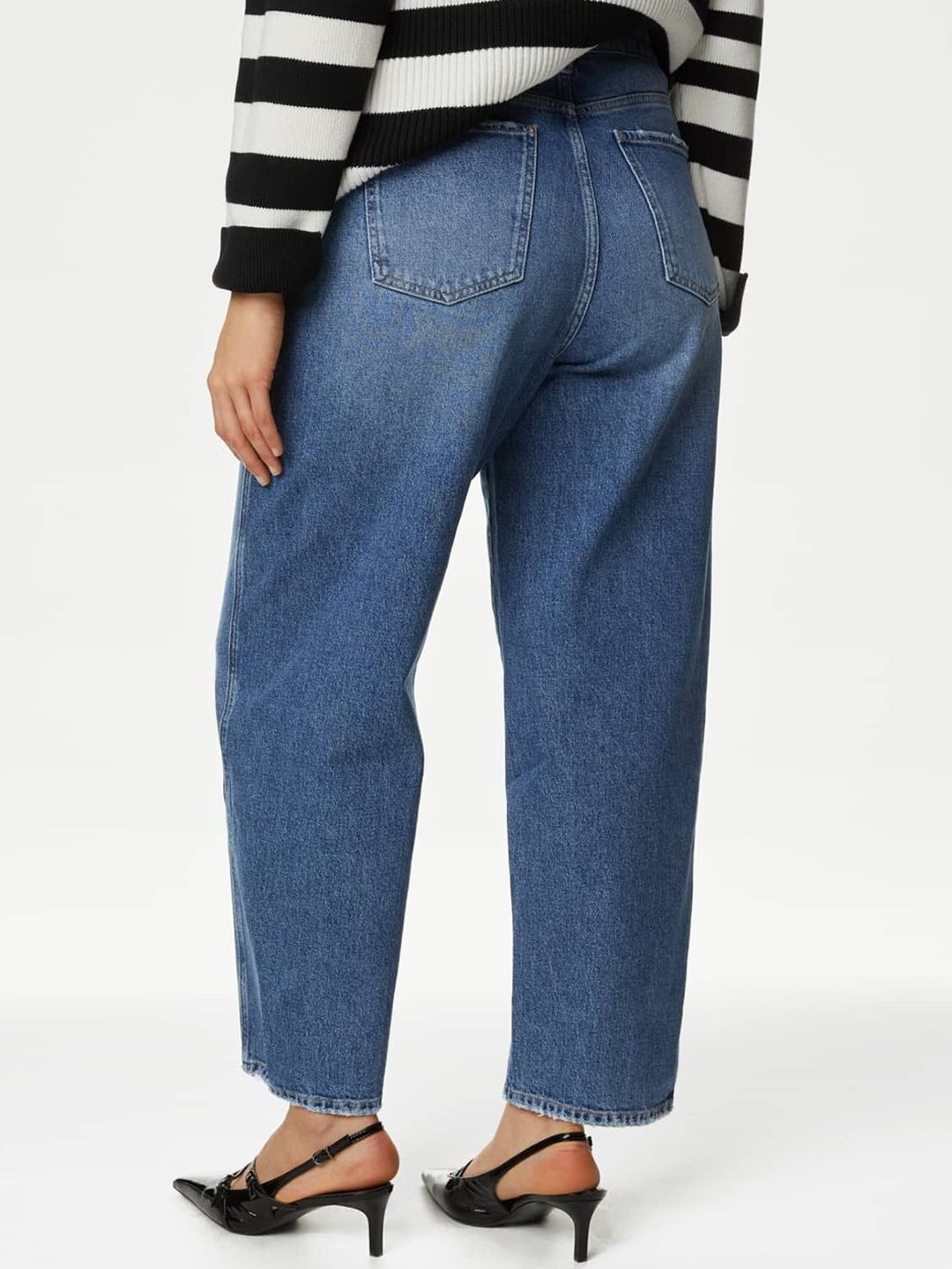 High Waisted Carrot Leg Ankle Grazer Jeans