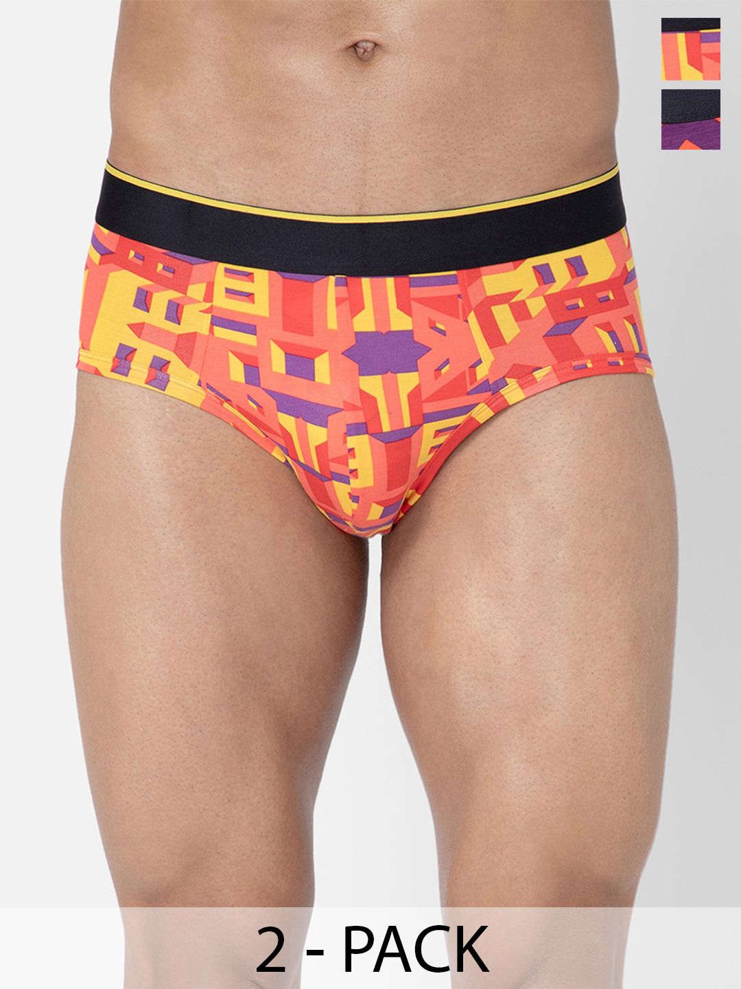 bummer Pack Of 2 Printed Mid Rise Basic Briefs BRBRCH02S