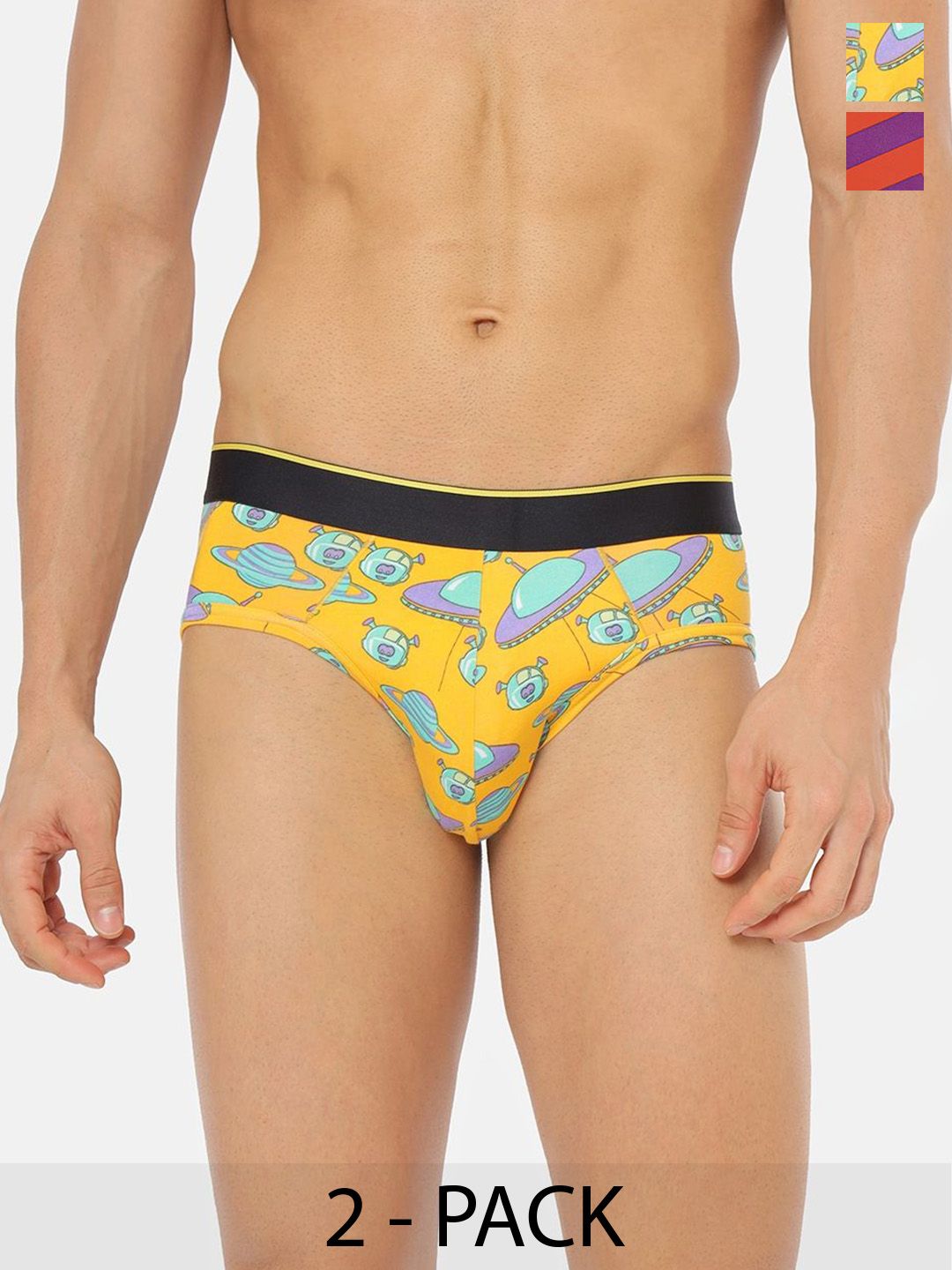 bummer Pack Of 2 Printed Mid Rise Basic Briefs BRSPUCH02S