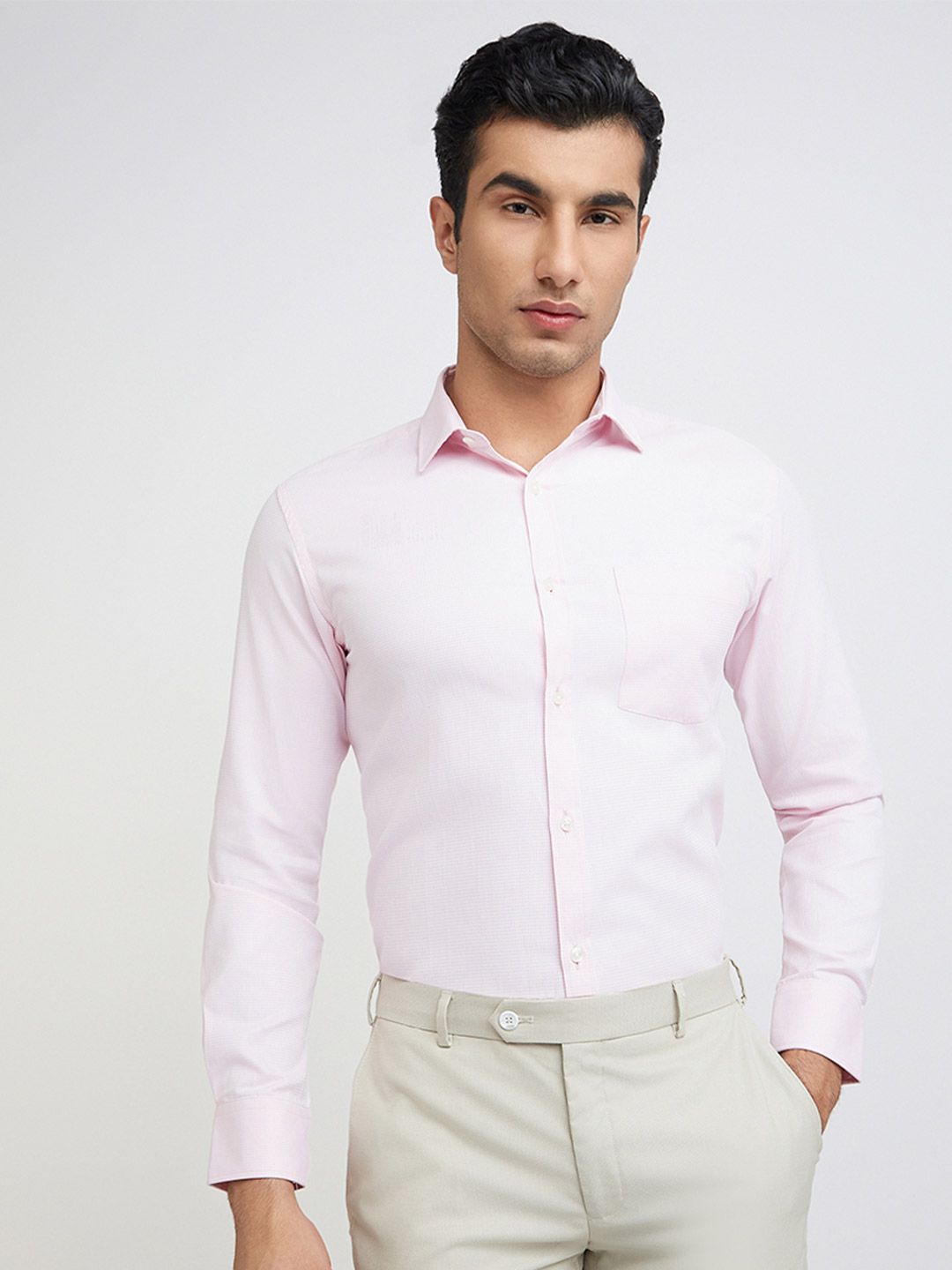 Park Avenue Men Slim Fit Opaque Textured Spread Collar Formal Shirt