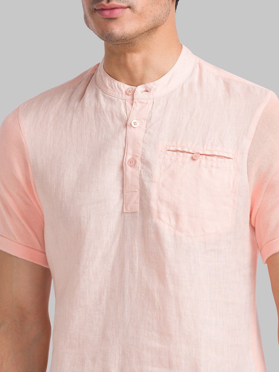 山脈太郎 Buy Parx Men Solid Mandarin Collar Pocket T-shirt - Tshirts for