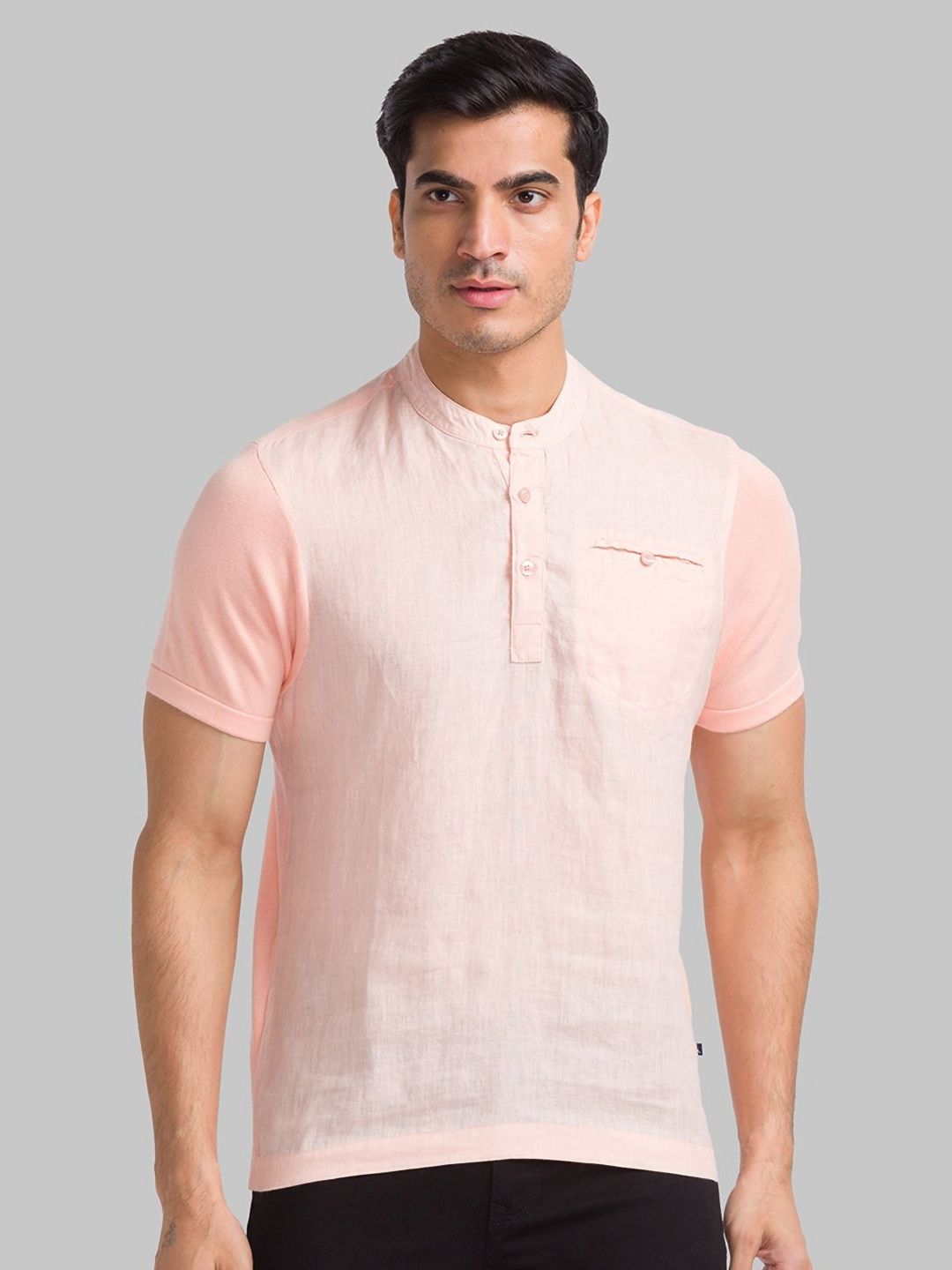 山脈太郎 Buy Parx Men Solid Mandarin Collar Pocket T-shirt - Tshirts for