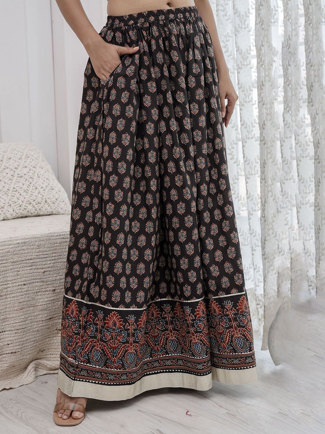 Buy Nayo Printed Pure Cotton Flared Maxi Skirt - Skirts for Women