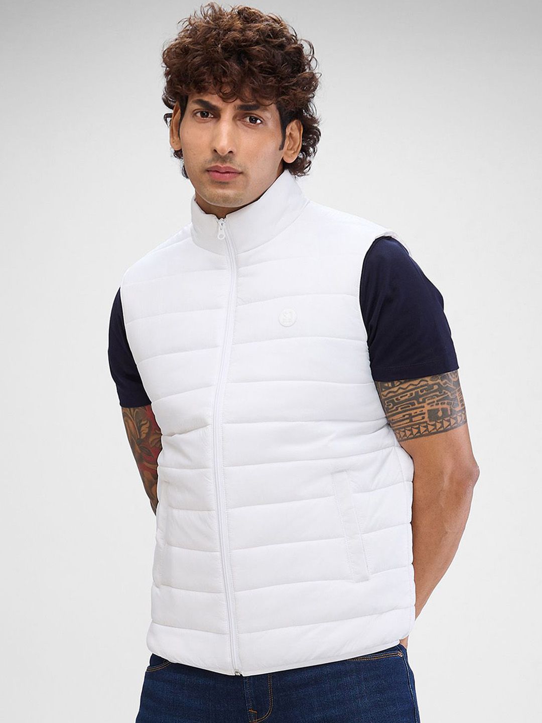 SPYKAR Men Padded Stand Collar Jacket Sleeveless