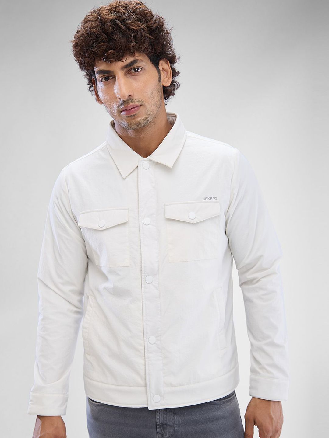 SPYKAR Men Solid Full Sleeve Regular Fit Washed Denim Jacket