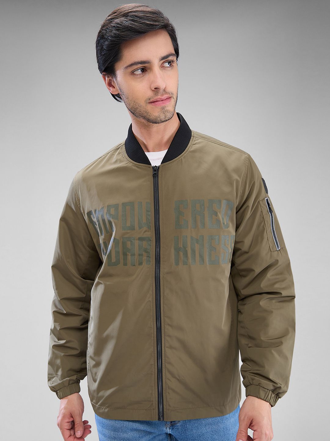 SPYKAR Men Printed Mock Collar Camouflage Tailored Jacket