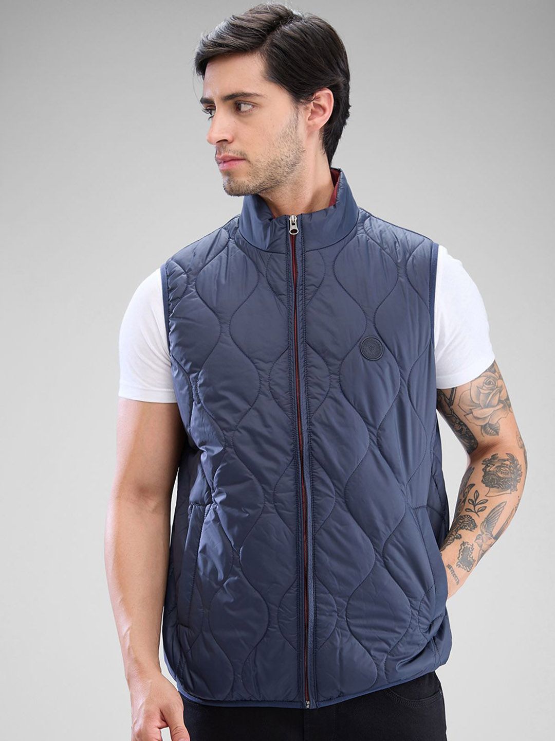 SPYKAR Men Solid Geometric Design Full Sleeve Regular Fit Bomber Jacket