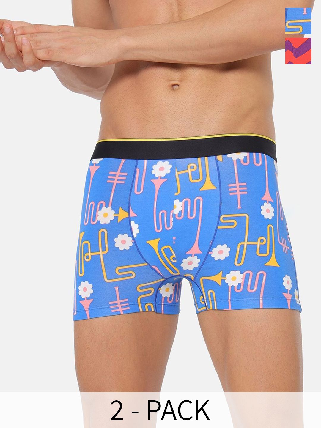 bummer Men Pack Of 2 Printed Breathability Trunks