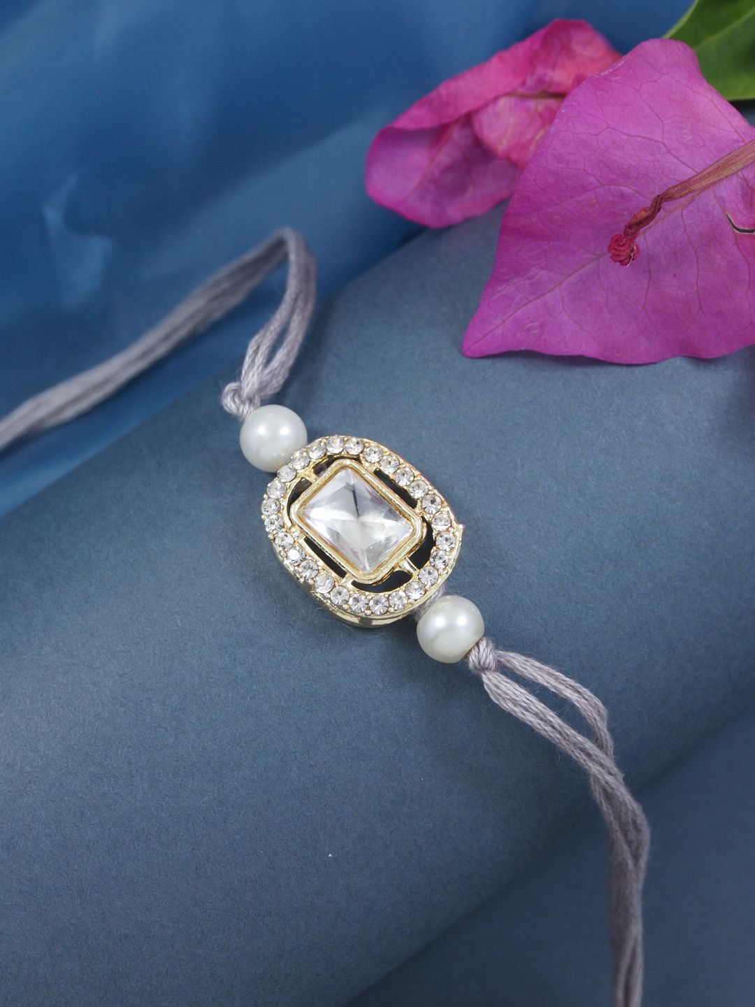 I Jewels Designer Kundan Pearl Bhaiya Rakhi