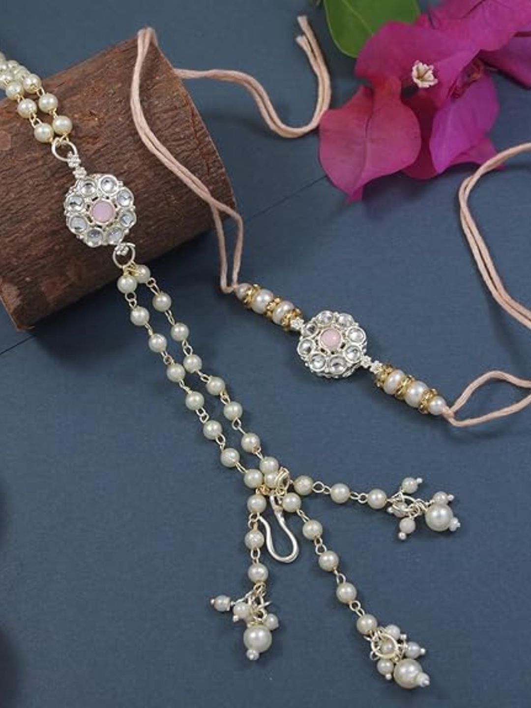 I Jewels Kundan & Pearls Studded Bhaiya Bhabhi Rakhis With Roli & Chawal deal from myntra