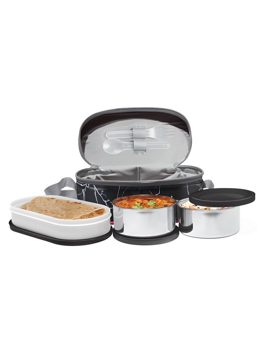 new trip Lunch Box＜Black＞ Buy Milton Black Executive Lunch Insulated Tiffin Box With Bag