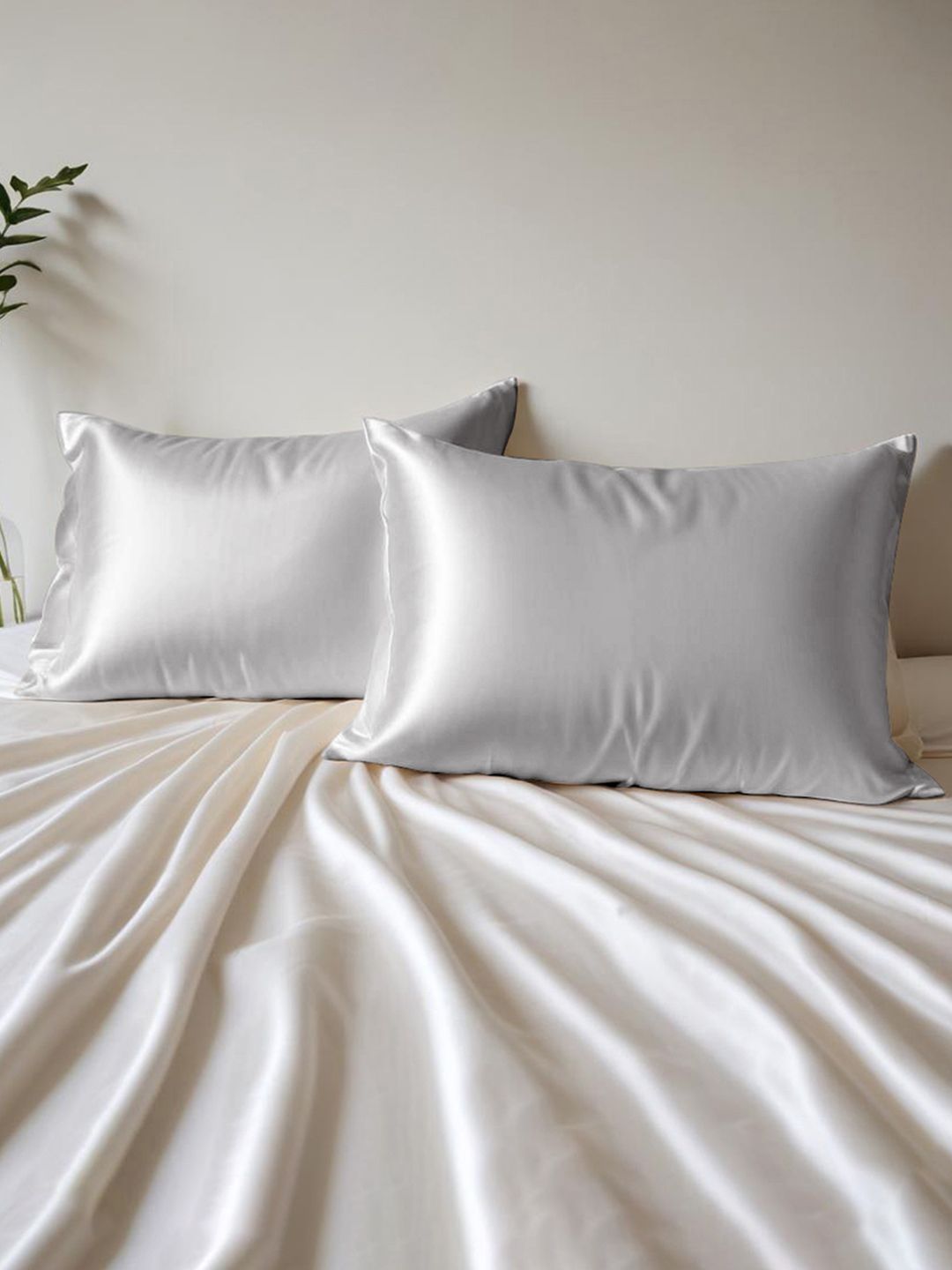 Layers Layers Grey 2 Pieces Micro Silk Rectangle Pillow Covers