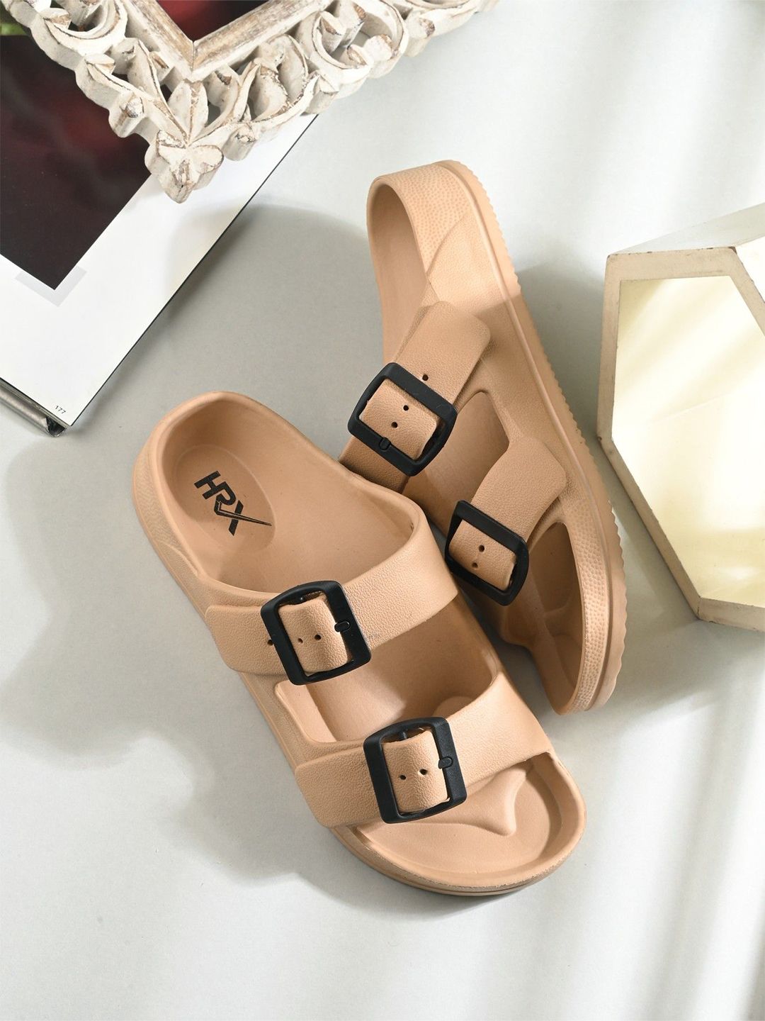 HRX by Hrithik Roshan Women Nude-Coloured Rubber Sliders