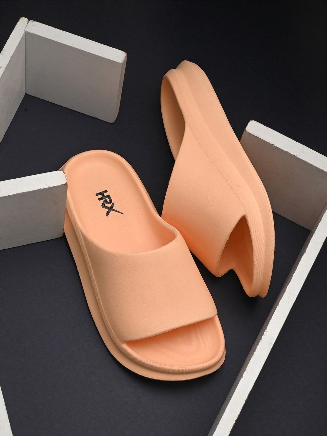 HRX by Hrithik Roshan Women Orange-Coloured Rubber Sliders