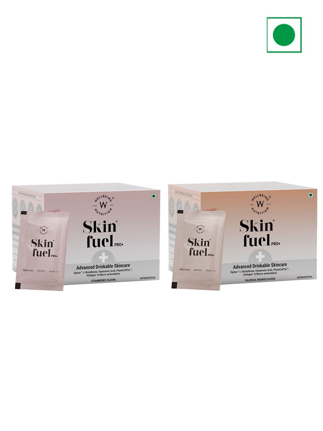 Buy Wellbeing Nutrition Set Of 2 Skin Fuel Pro+ Glutathione Vit C & E  Powder - 28 Sachet Each - Skin Supplements for Unisex 30111434 | Myntra