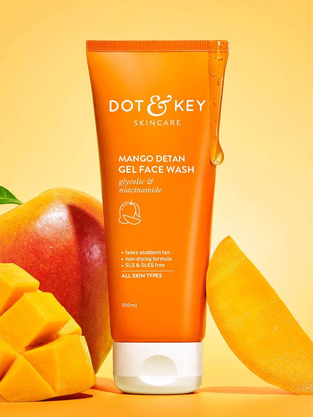 DOT & KEY Mango Detan Gel Face Wash With Glycolic & Lactic - 100ml