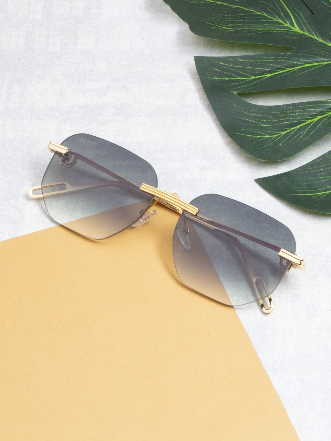 Ted Smith Unisex Aviator Sunglasses with UV Protected Lens DELTON_C3-GOLD