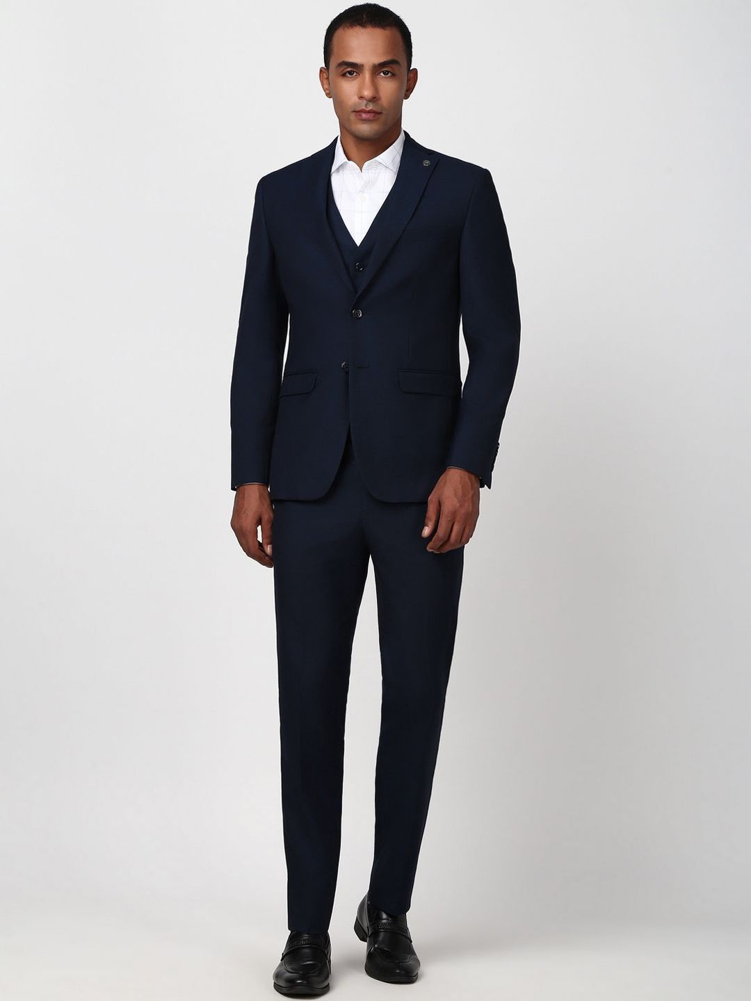 Peter England Elite Self Design Textured Slim-Fit Single-Breasted Three-Piece Formal Suit