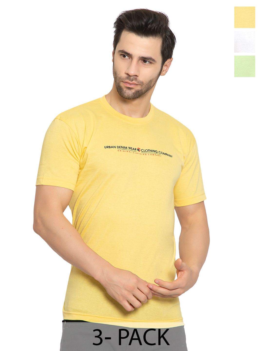 ZEFFIT Men Pack Of 3 Typography Printed Round Neck T-shirts