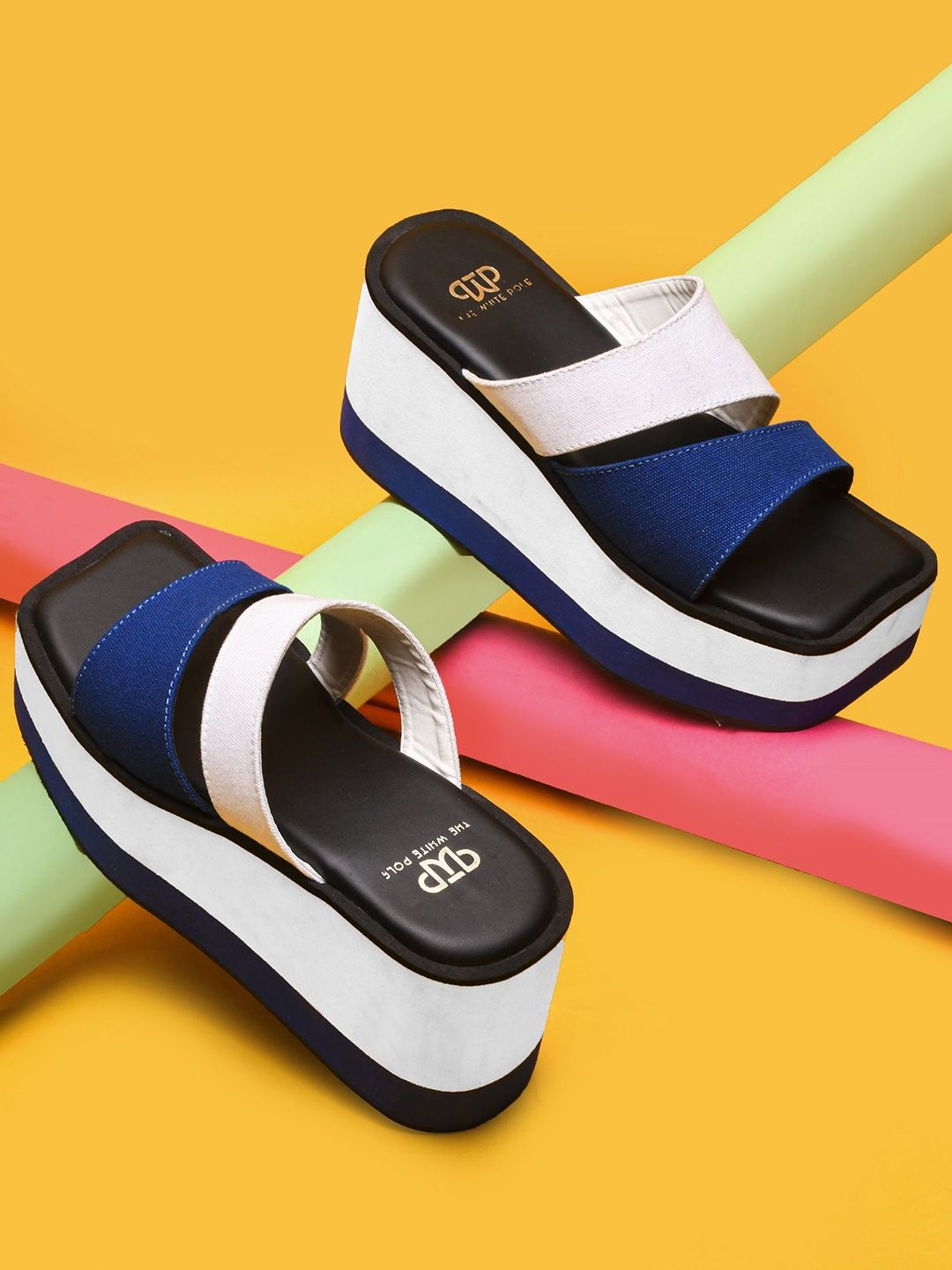 THE WHITE POLE Colourblocked Platform Heel