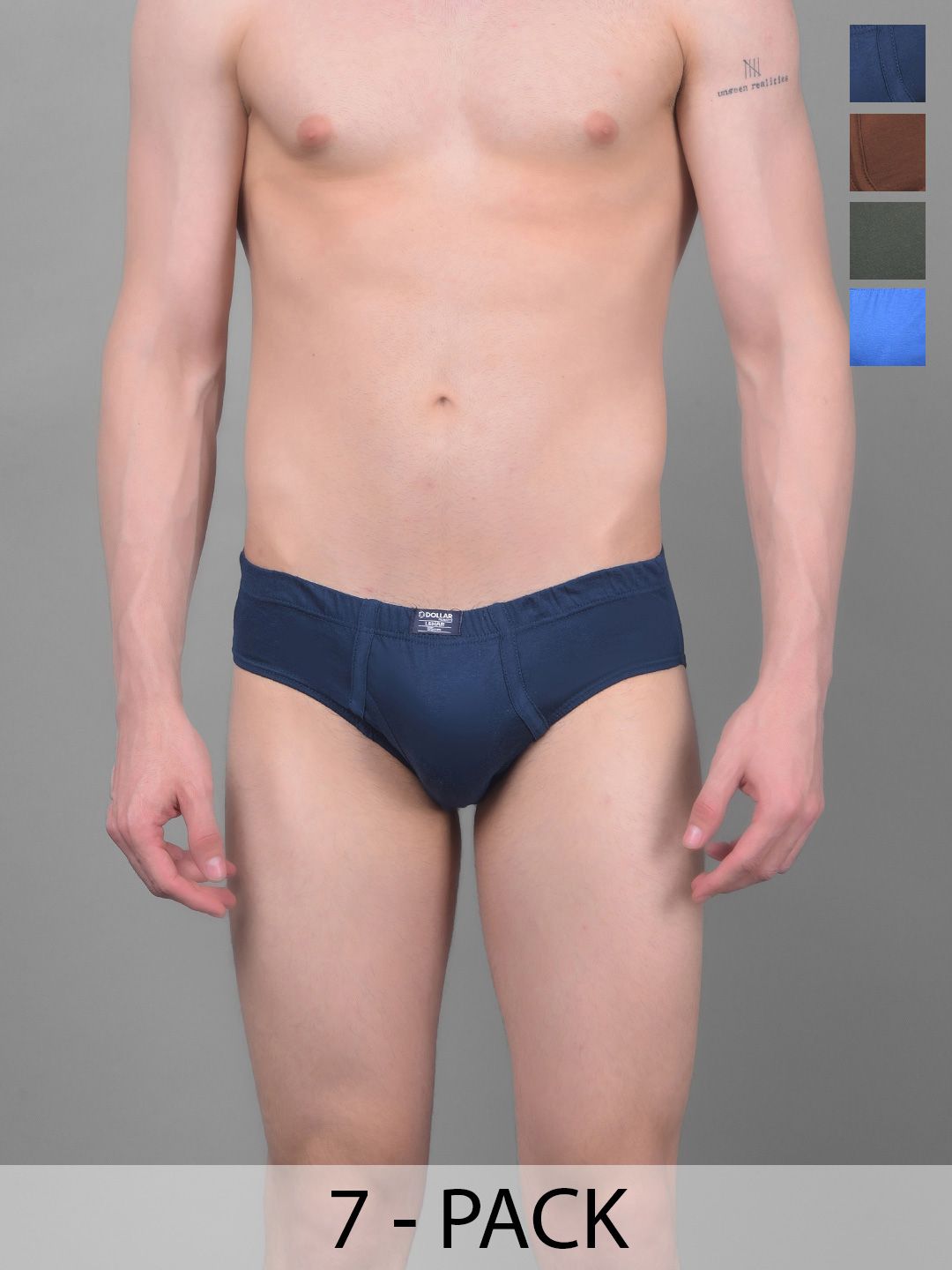 Dollar Lehar Super Combed Cotton Mens Brief -Pack of 7- Assorted