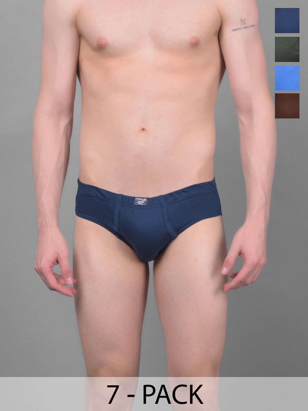 Dollar Lehar Super Combed Cotton Mens Brief -Pack of 7- Assorted