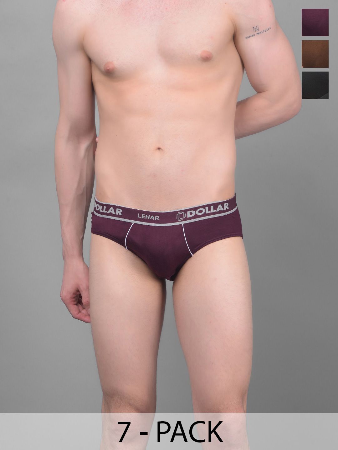 Dollar Lehar Super Combed Cotton Mens Brief -Pack of 7- Assorted