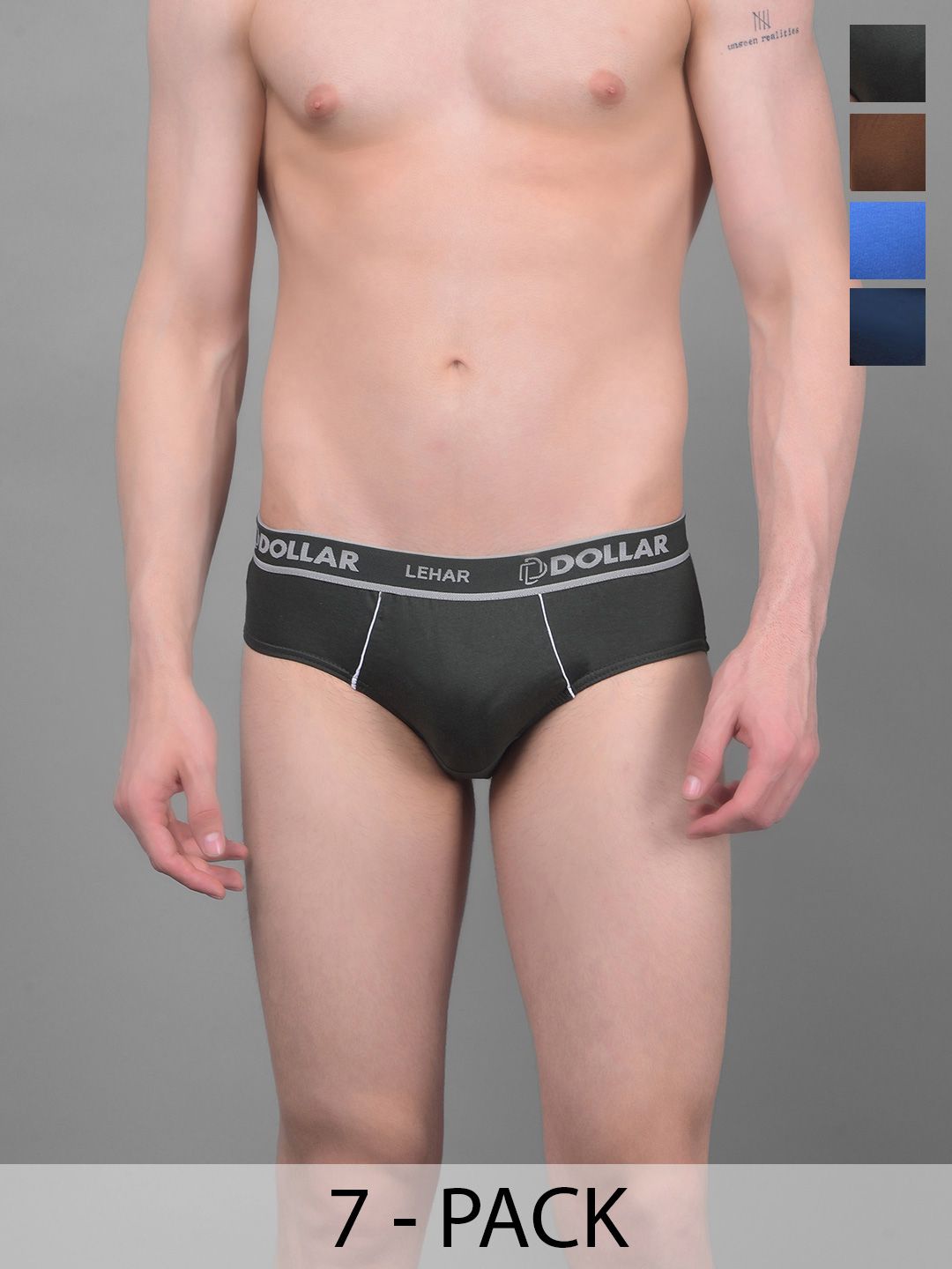 Dollar Lehar Super Combed Cotton Mens Brief -Pack of 7- Assorted