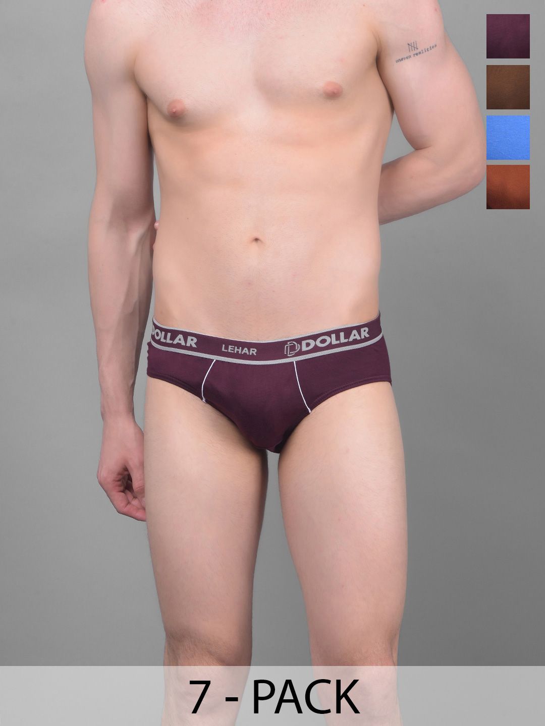 Dollar Lehar Super Combed Cotton Mens Brief -Pack of 7- Assorted