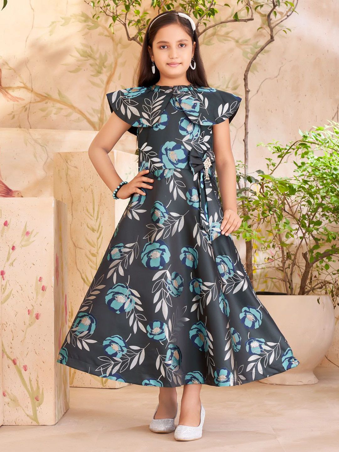 baesd girls floral printed ruffled satin maxi dress reviews Buy BAESD Girls Round Neck Floral Printed Maxi Dress - Dresses for Girls  36928872