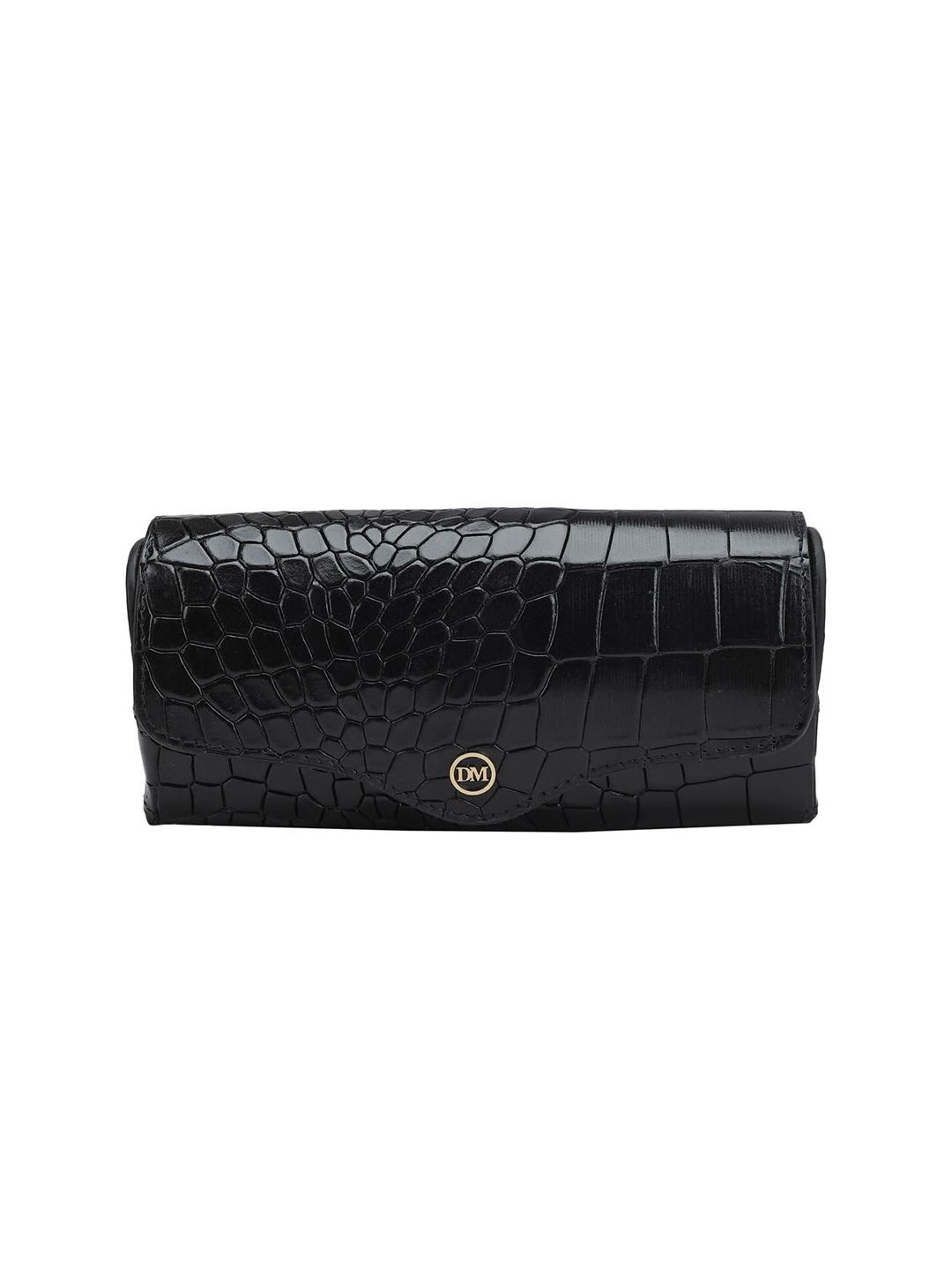 Da Milano Black Textured Leather Sunglasses Case