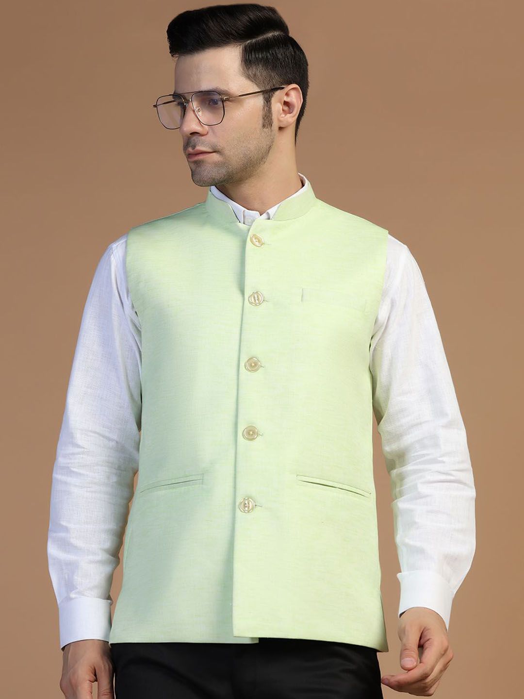 TAHVO Women Solid Nehru Jacket