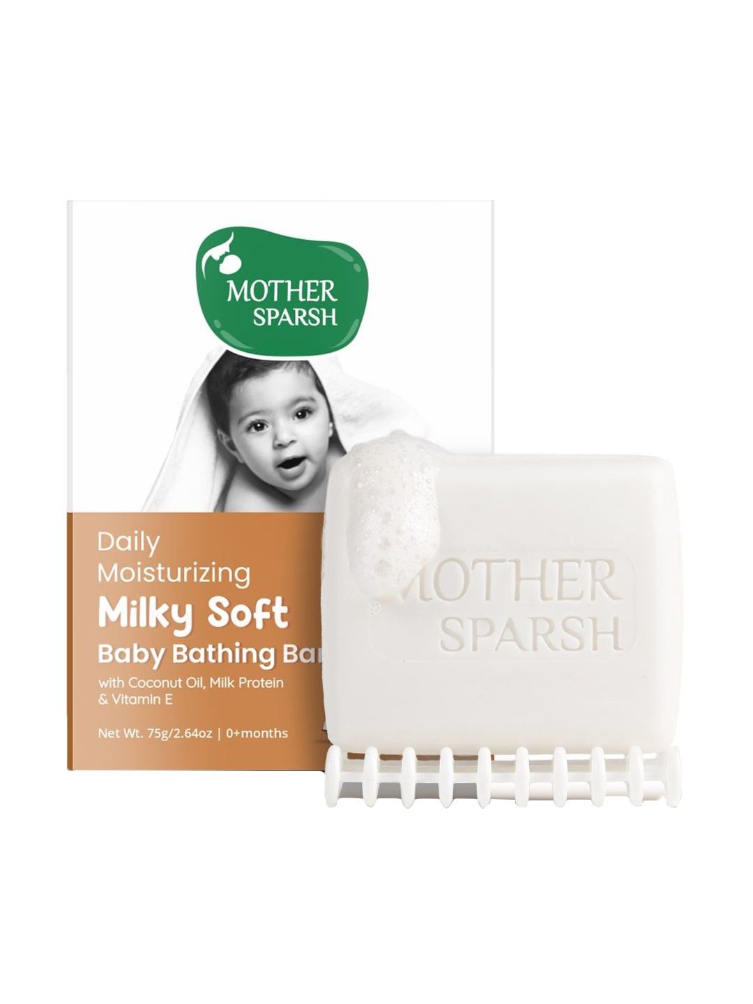 Mother Sparsh Daily Moisturizing Milky Soft Baby Bathing Bar with Coconut Oil - 75 g