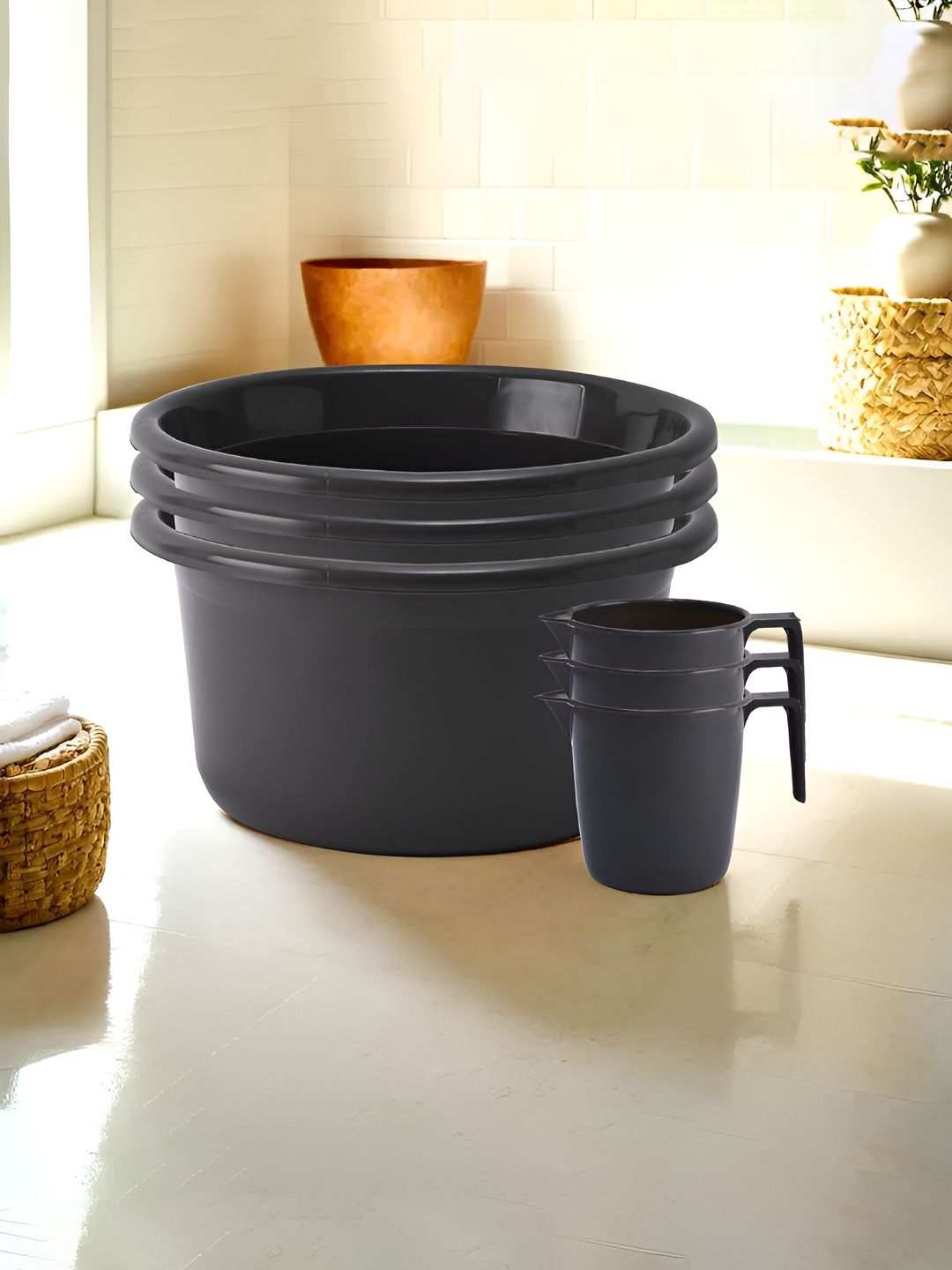 Kuber Industries Grey 6 pieces Bath Accessories Set
