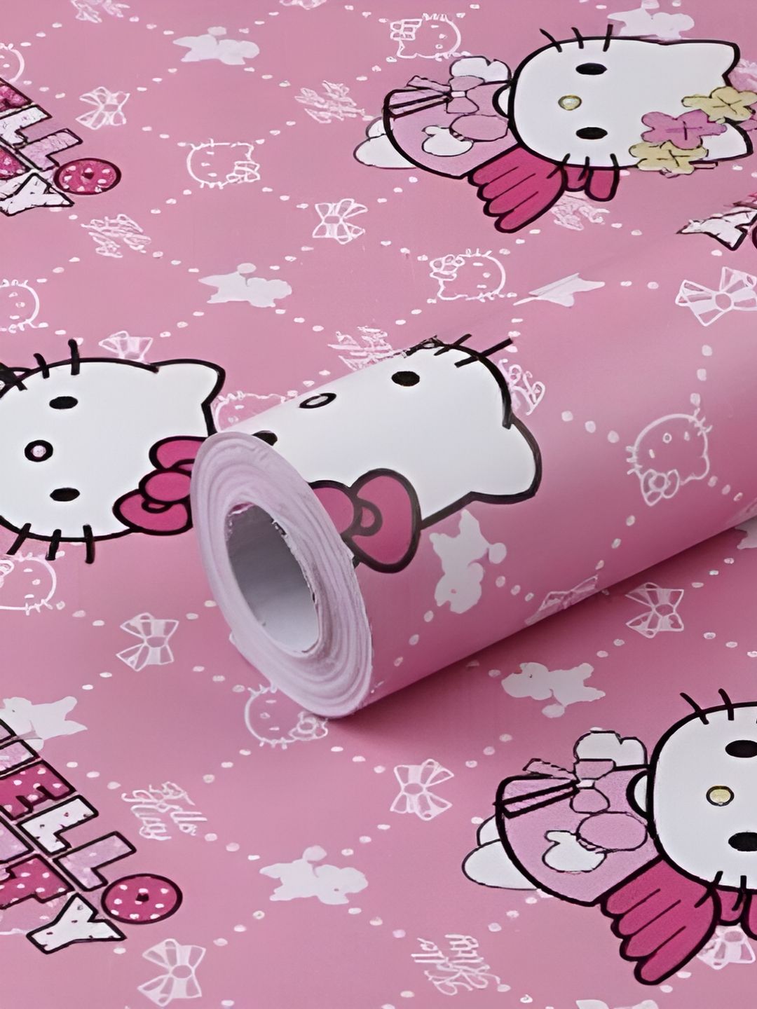 Aura Aura Pink & White Cartoon Printed Self Adhesive Wall Sticker