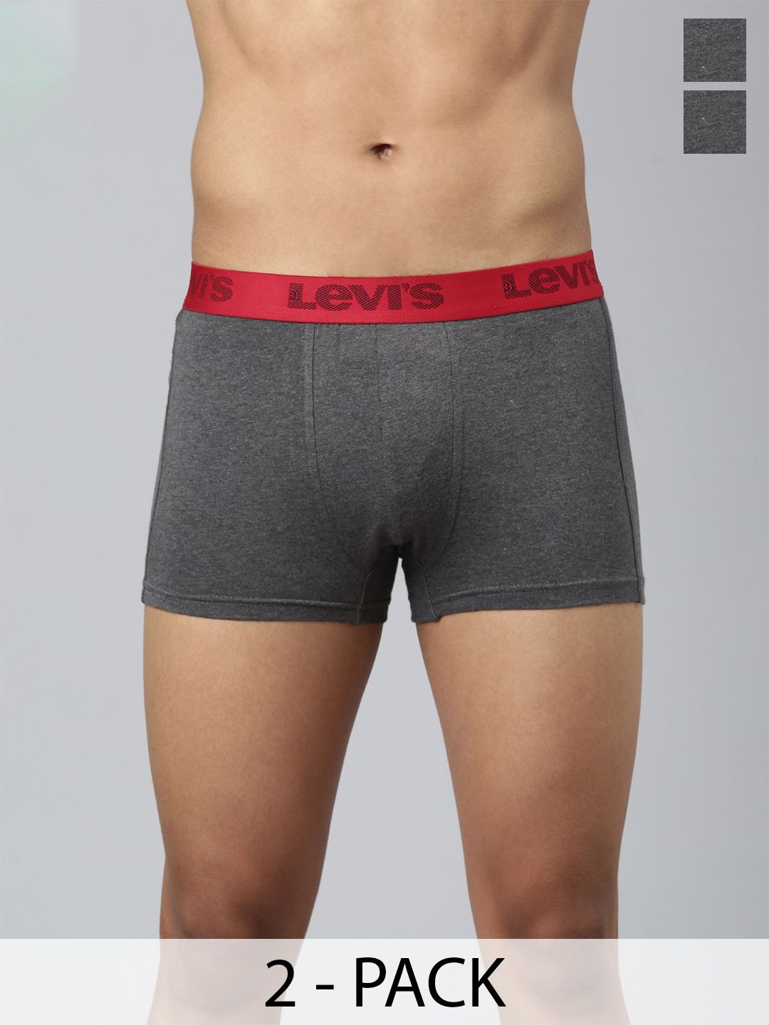 Levis Men Pack of 2 Solid Stretch Cotton Shorter Length Trunk with Smartskin Technology