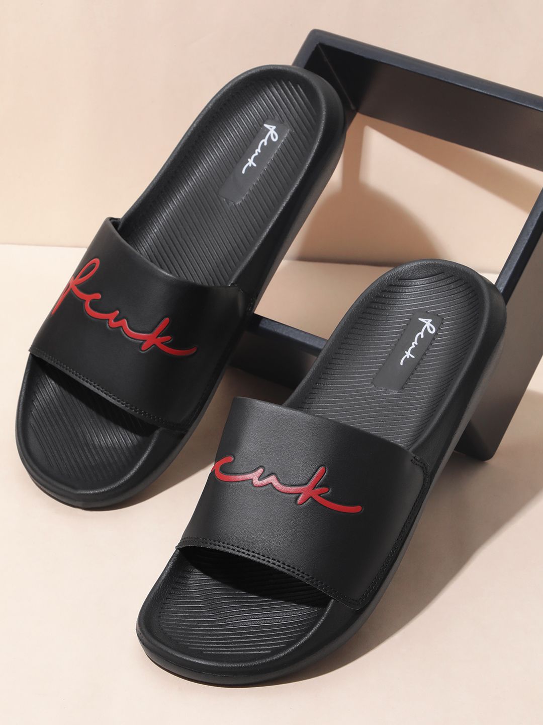FCUK Men Brand Logo Printed Sliders