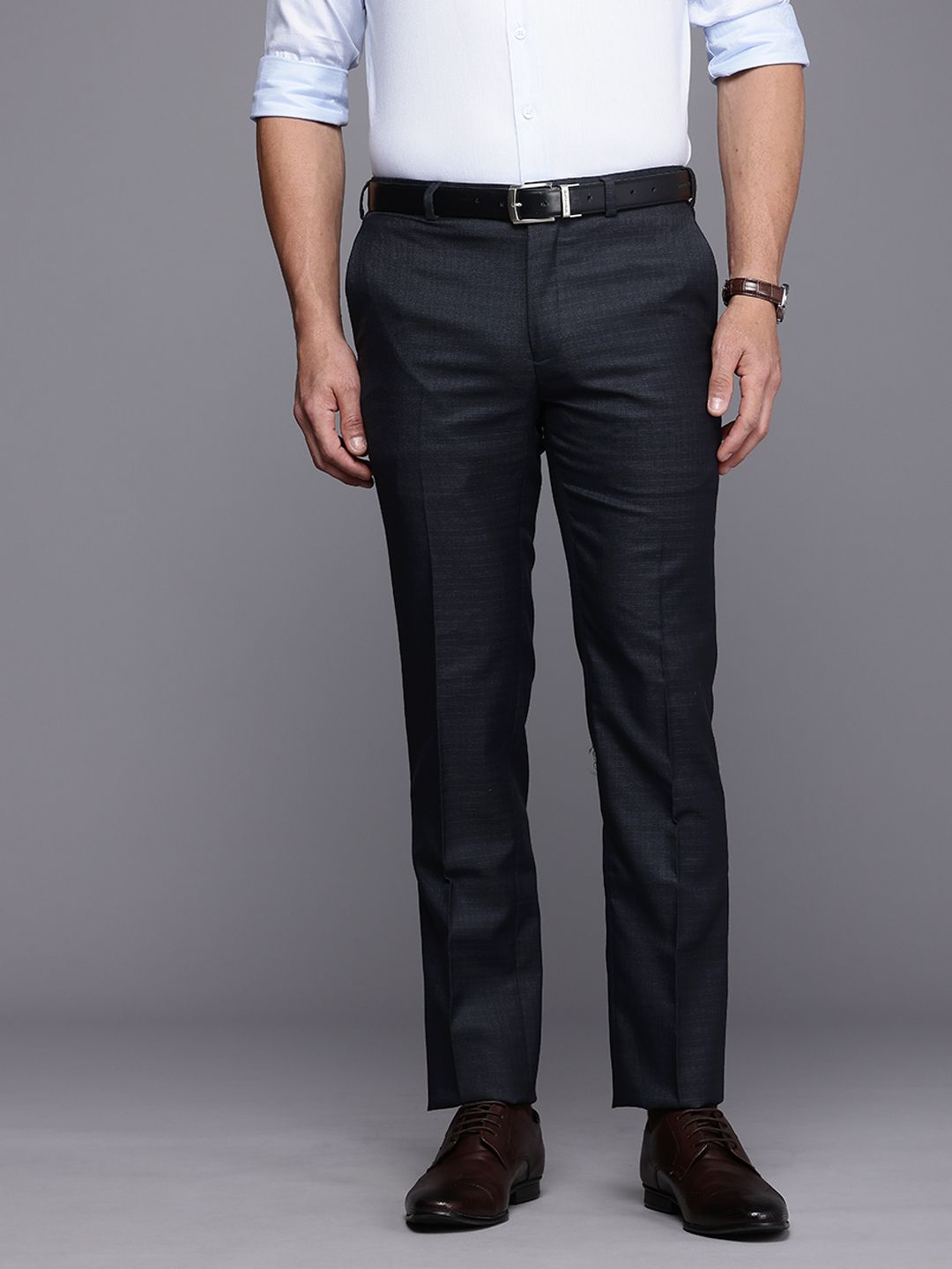 Raymond Men Checked Slim Fit Trousers