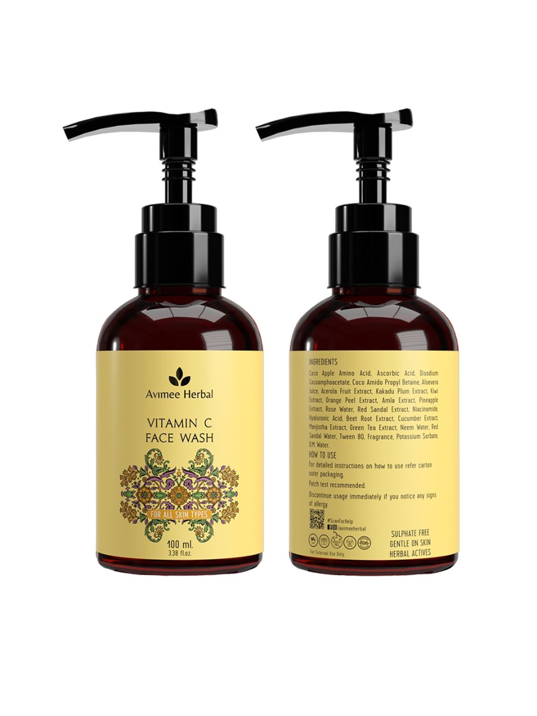 Avimee Herbal Vitamin C Face Wash With Orange Peel & Kiwi Extract  -100ml