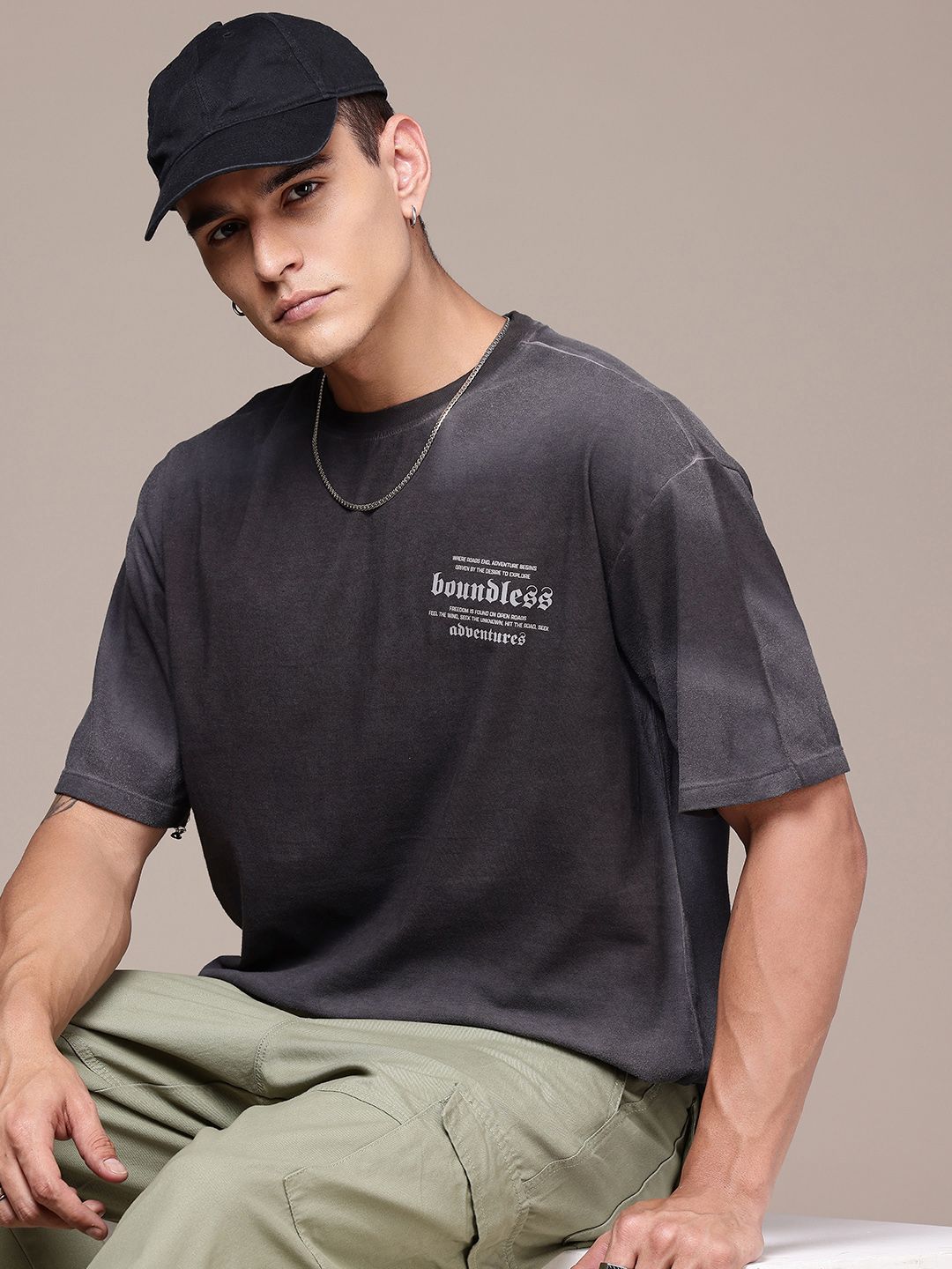 Buy The Roadster Life Co. Drop-Shoulder Washed Effect Pure Cotton