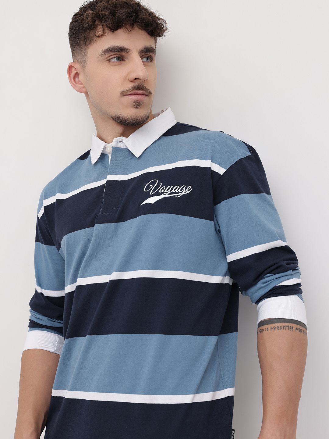 The Roadster Life Co. Striped Polo Collar T-shirt